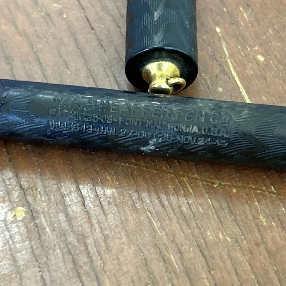 1920s Sheaffer Self Filling Pen W Gold Nib Chase Ebonite Flat Ring Top